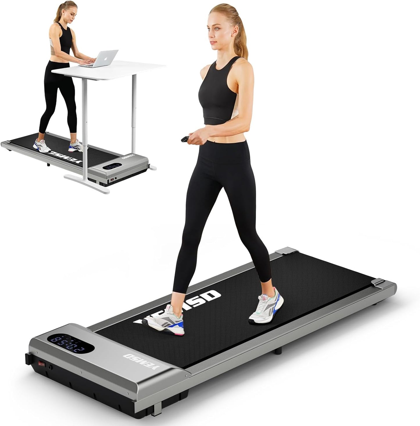 Walking Pad, Walking Pad Treadmill 330 lb Capacity, 3 in 1 Portable Under Desk Treadmill for Home and Office with Remote Control, LED Display