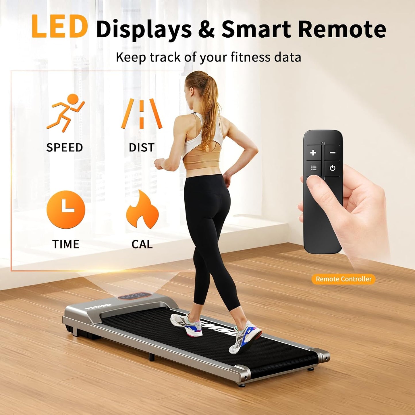 Walking Pad, Walking Pad Treadmill 330 lb Capacity, 3 in 1 Portable Under Desk Treadmill for Home and Office with Remote Control, LED Display